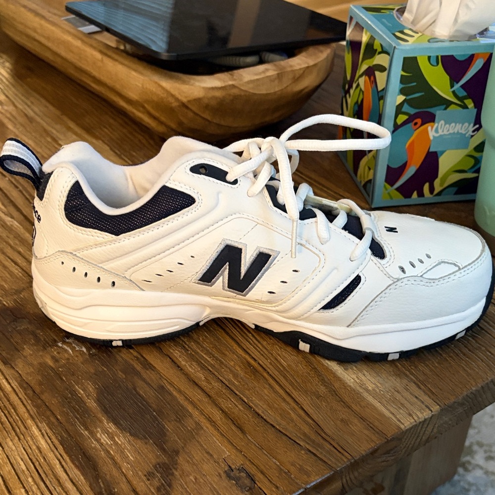 New Balance White and Navy Sneakers